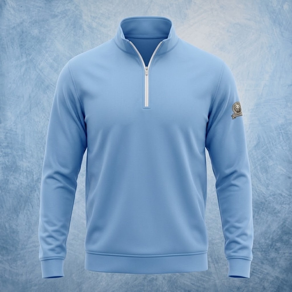Peter Millar Crown Sport Mens Light Blue Quarter Zip Pullover Hermitage Golf L